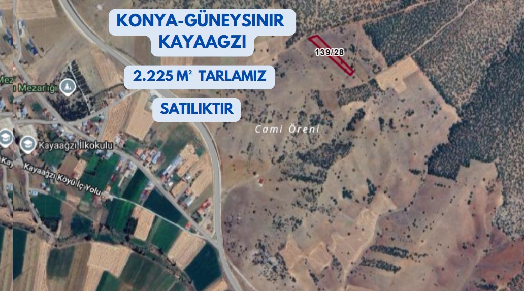 KONYA GÜNEYSINIR KAYAAĞZI KÖYÜNDE 2.225M² TARLAMIZ SATILIKTIR - KONYA GÜNEYSINIR fotoğraf 2